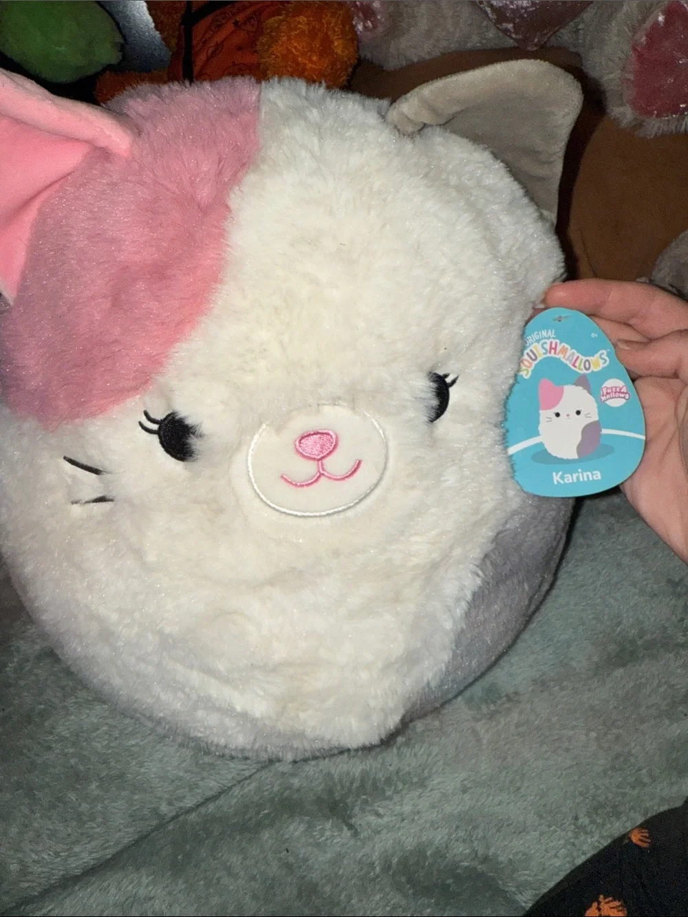 Squishmallows Karina Plush Cat - White & Pink